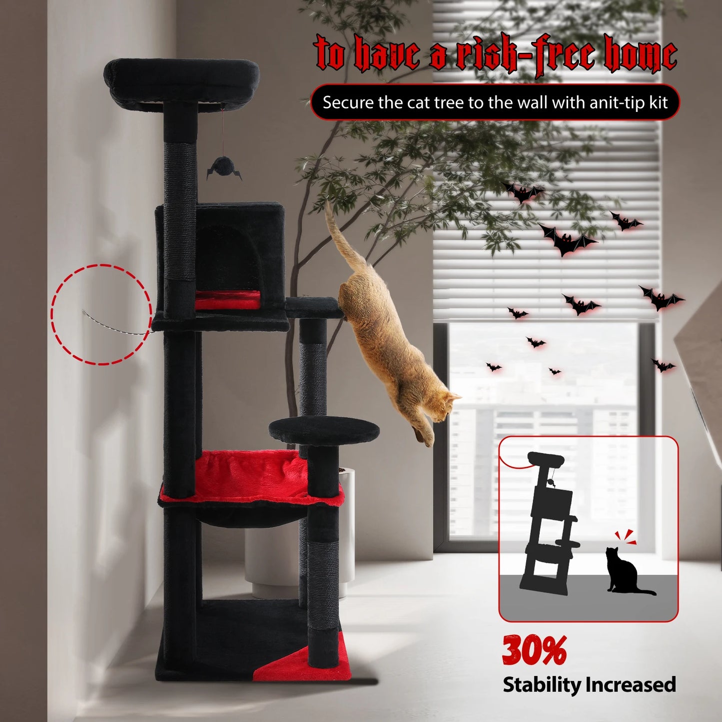 PAWZ Road Gothic Cat Tree Indoor Tall Tower With Hammock
