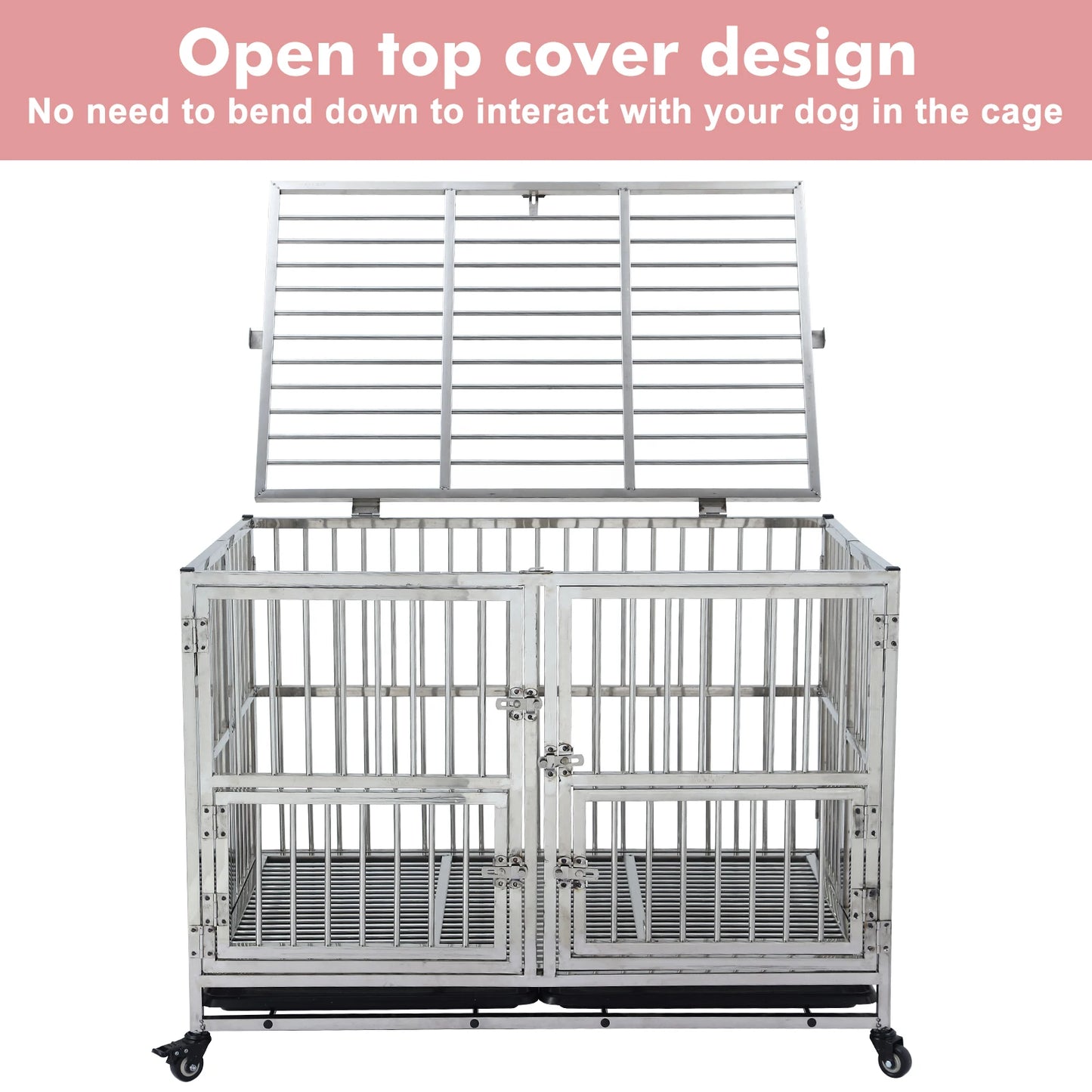 DishyKooker Stainless Steel Heavy Duty Dog Crate Cage