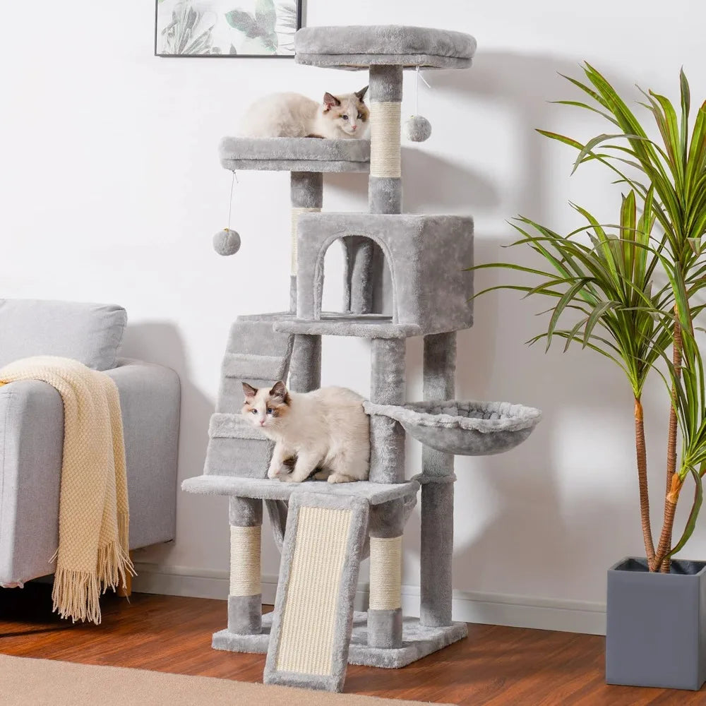 Cat Tree Tower Indoor Condo With Plush Perch Basket