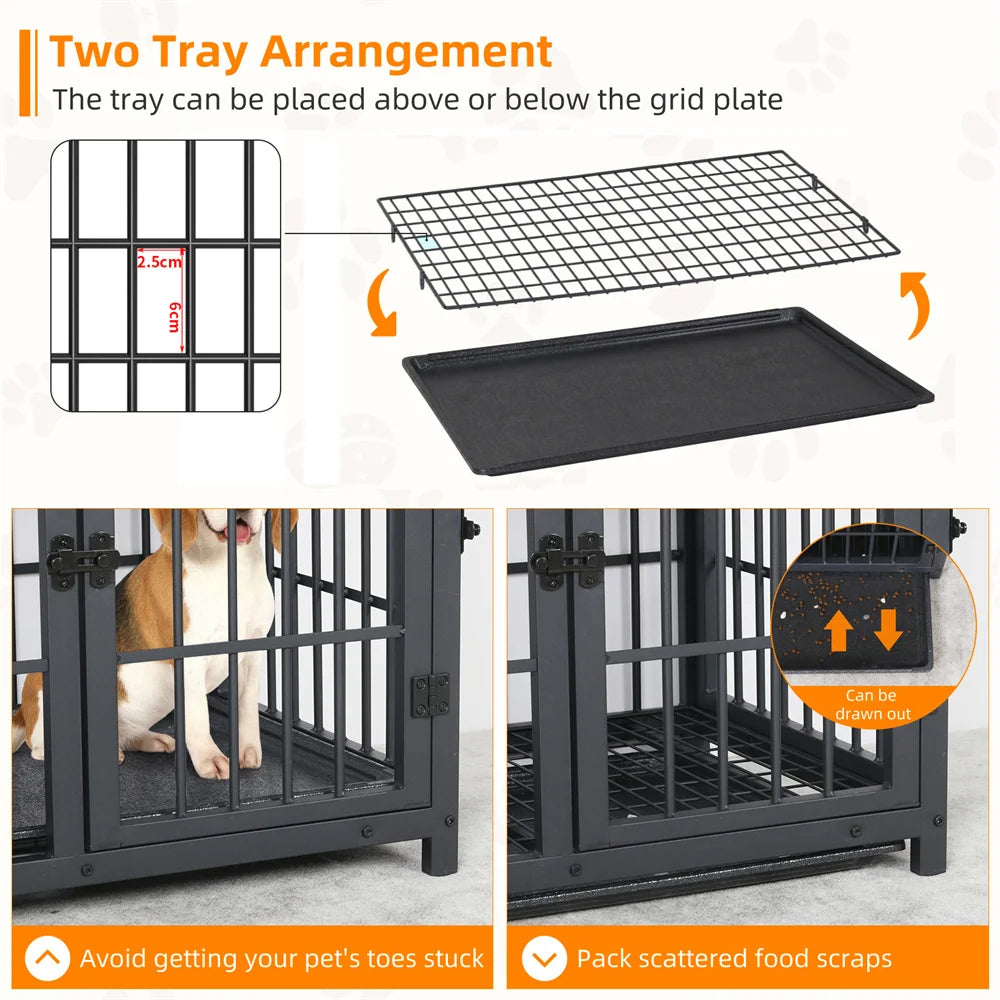 Borwart Wooden Dog Crate End Table Kennel With Doors