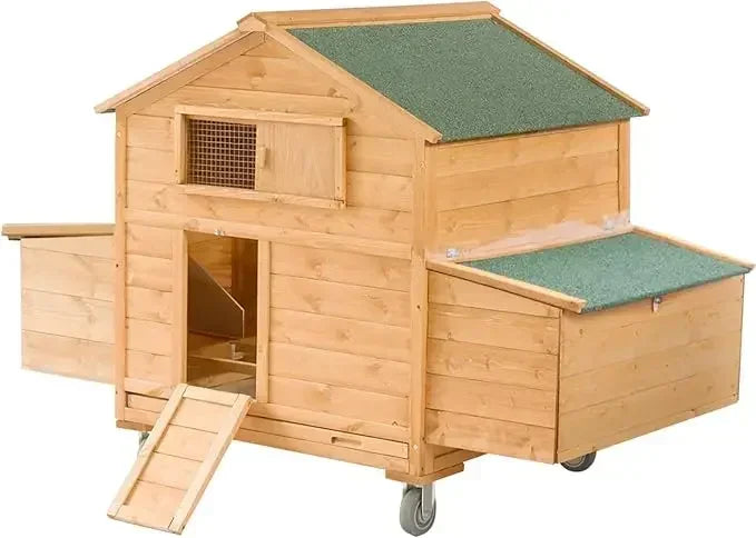 Farm Animals Large Wooden Chicken Coop With Wheels Hen House