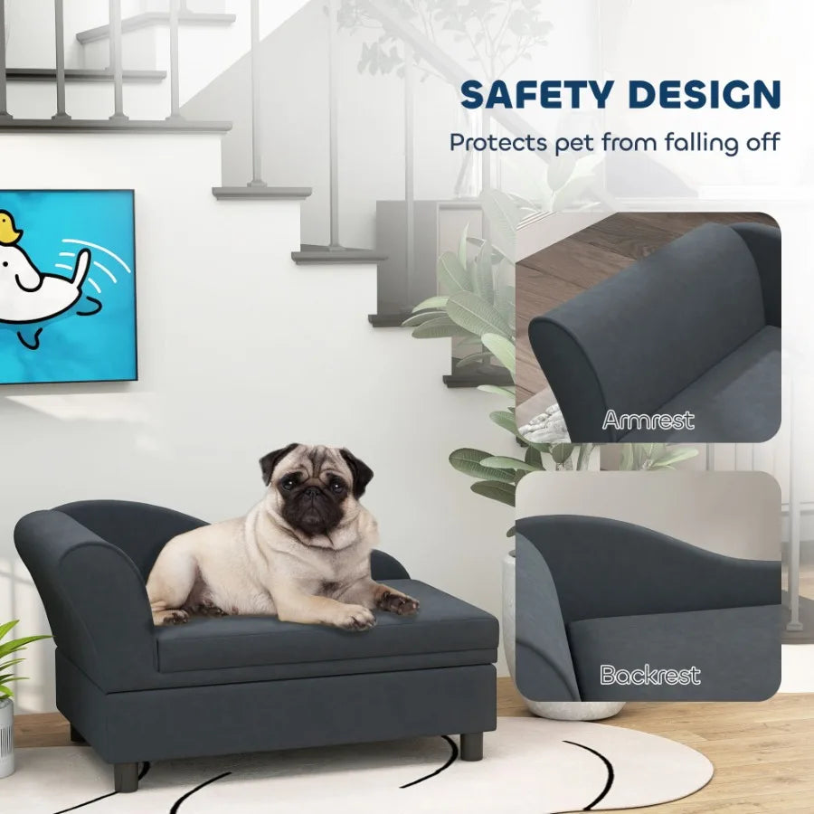 PawHut Pet Sofa Bed With Storage For Cats And Dogs