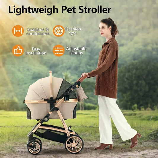 Hign Concerned Pet Stroller 3 in 1 Carrier Dogs Cats