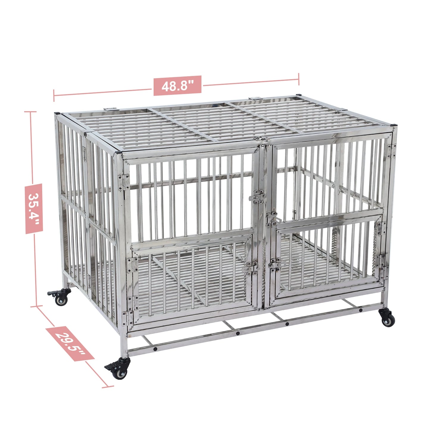 DishyKooker Stainless Steel Heavy Duty Dog Crate Cage
