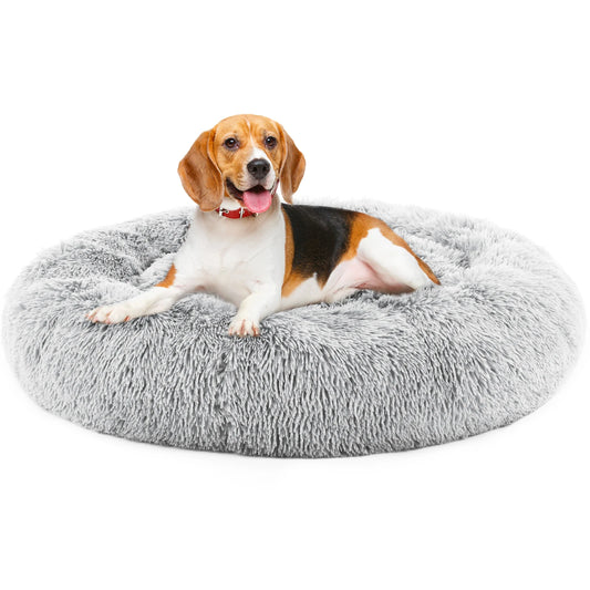 JHK Calming Dog Bed Anti Slip Fluffy Plush Washable Fur