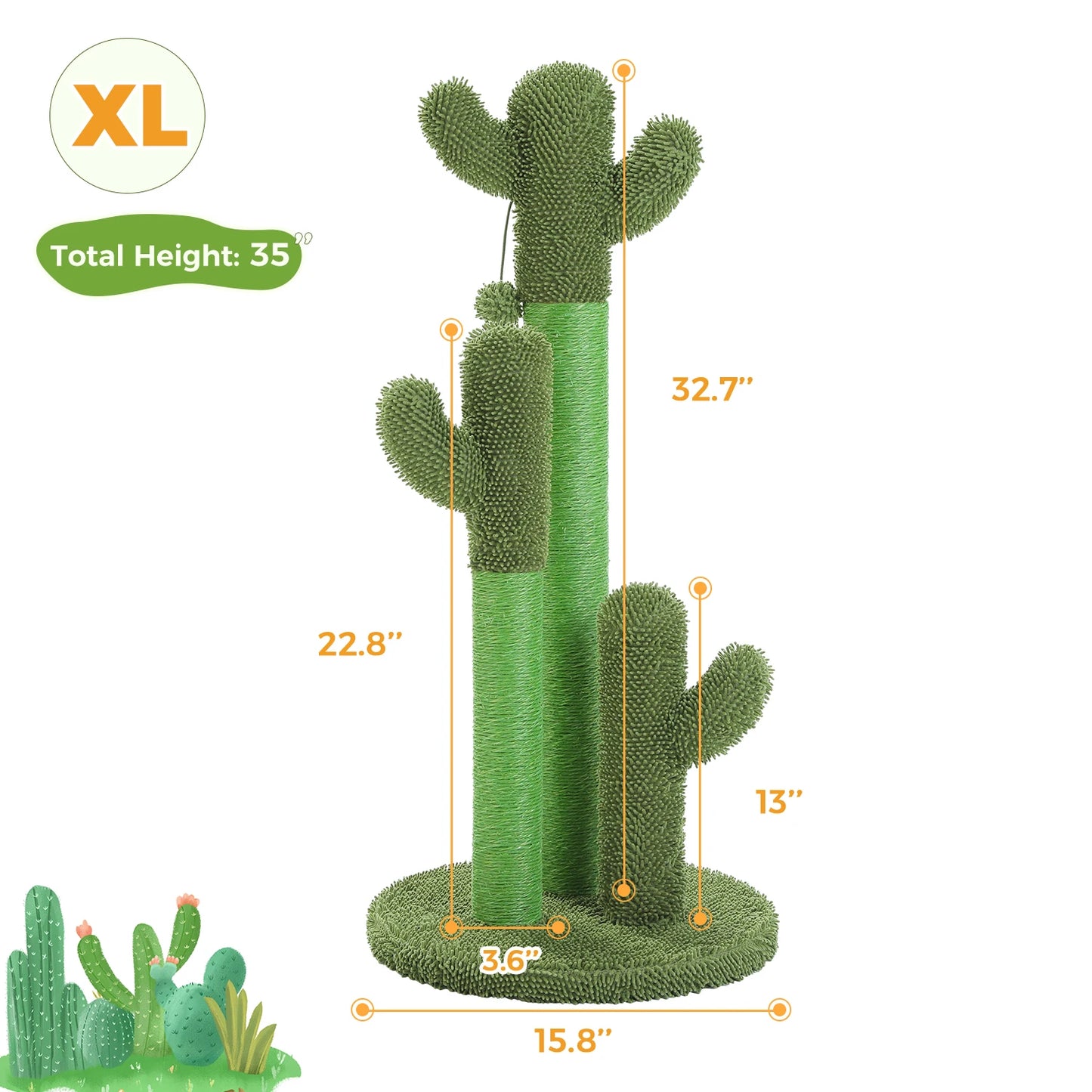 PEQULTICN Cactus Cat Tree With Condo Hammock Ball Indoor
