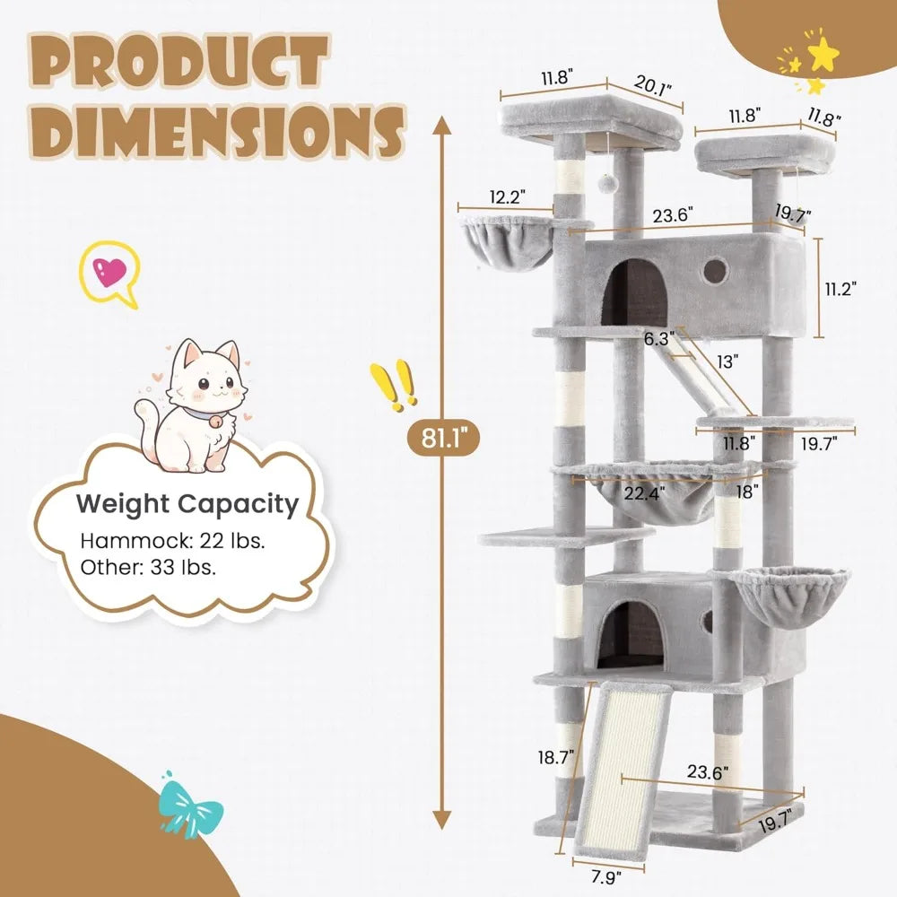 Hign-concerned Five-Tier Cat Tree Tower for Indoor Cats