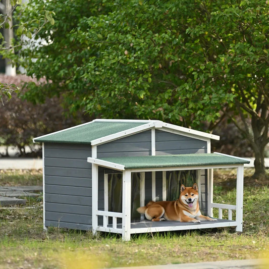 Hign-concerned Wooden Dog House Outdoor Cabin Style Porch