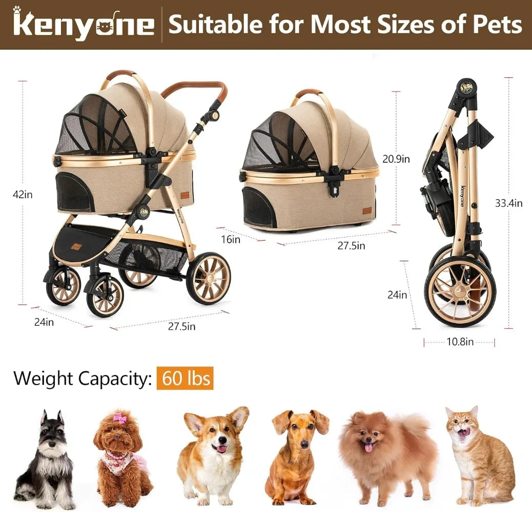 Hign Concerned Pet Stroller 3 in 1 Carrier Dogs Cats