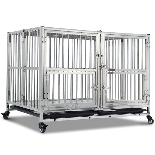 DishyKooker Stainless Steel Heavy Duty Dog Crate Cage