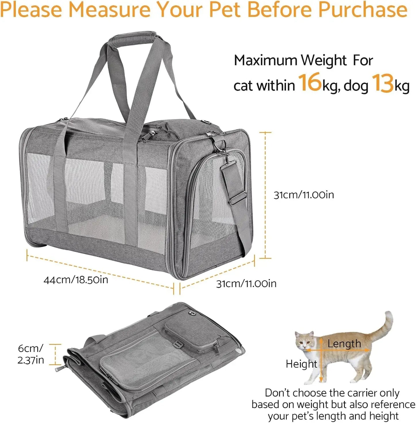 Airline Approved Pet Carrier For Cats And Dogs With Board