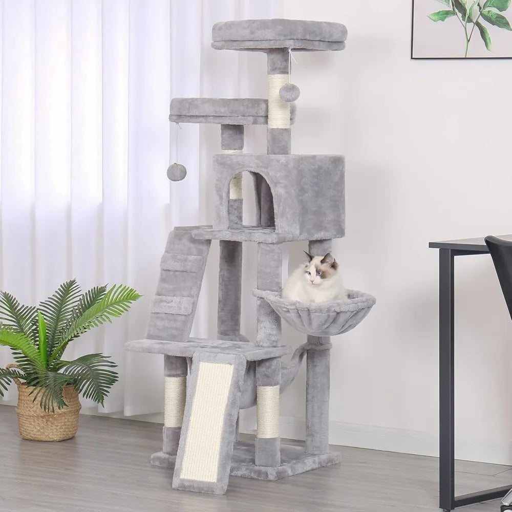 Cat Tree Tower Indoor Condo With Plush Perch Basket