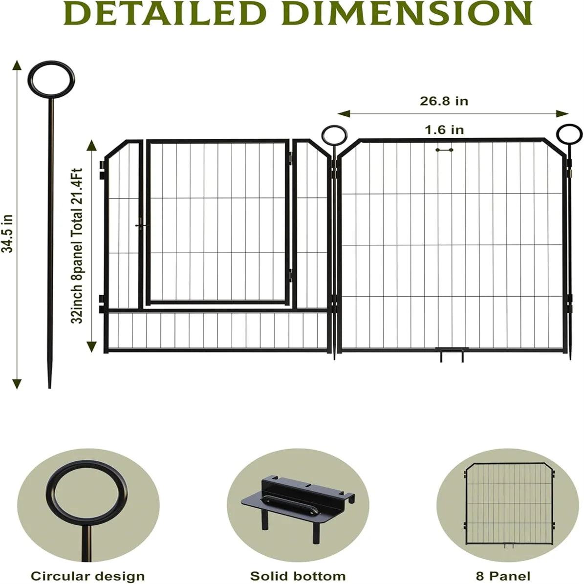 HiMISSH Heavy Duty Portable Dog Playpen Indoor Outdoor