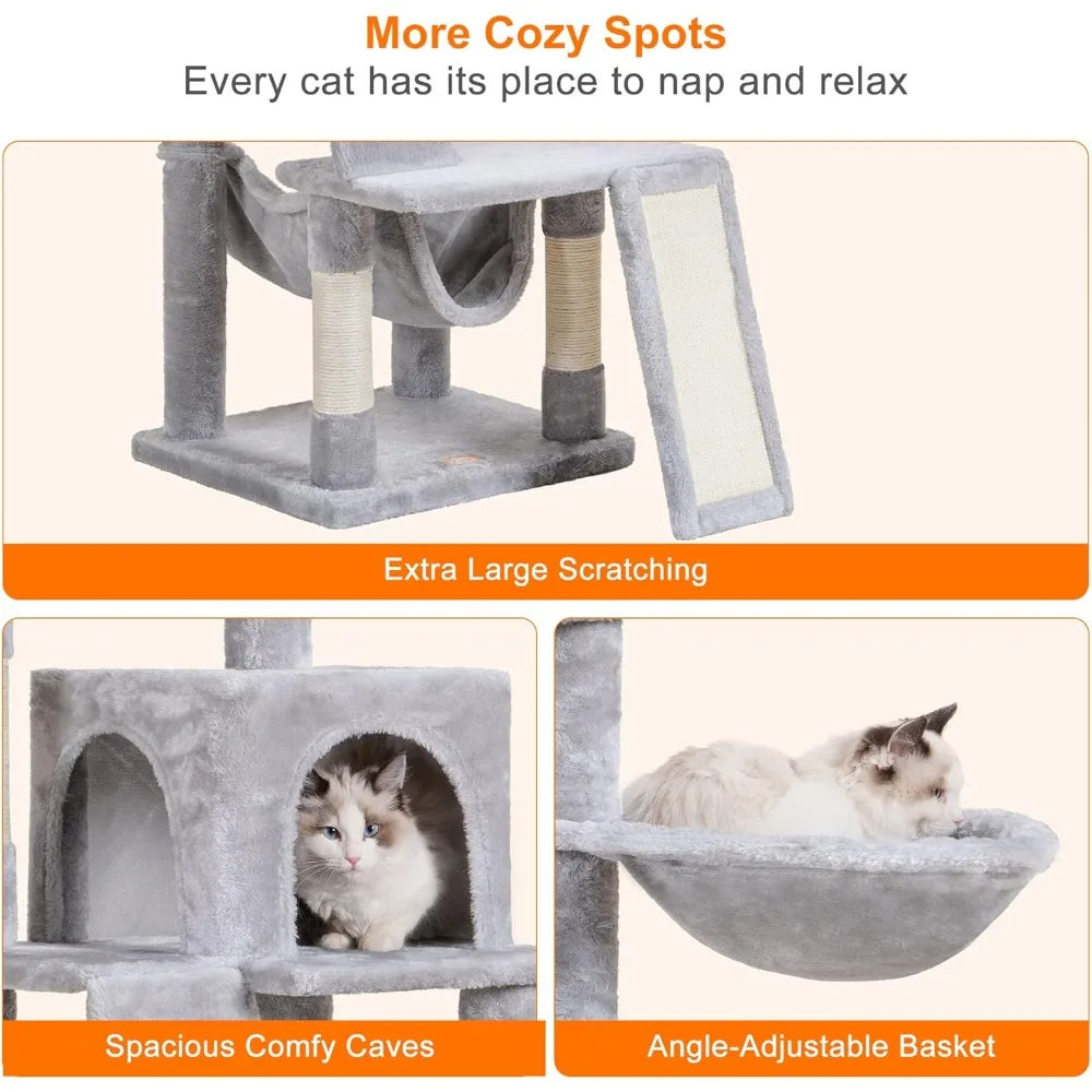 Cat Tree Tower Indoor Condo With Plush Perch Basket