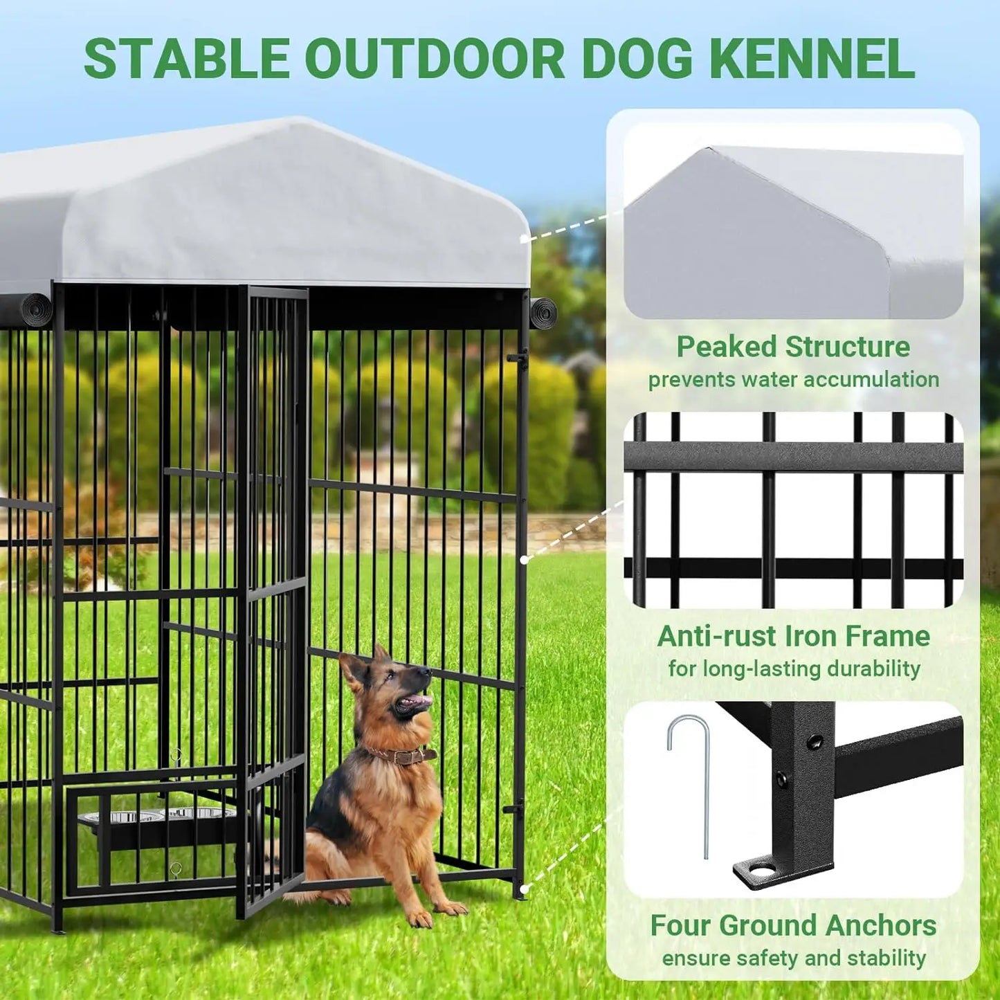 Twister Outdoor Heavy Duty Walk In Dog Kennel With Roof