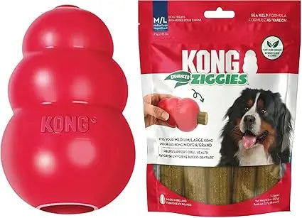 KONG Classic Toy and Enhanced Ziggies Treats Combo Pack
