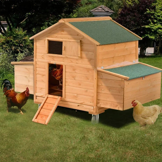 Farm Animals Large Wooden Chicken Coop With Wheels Hen House