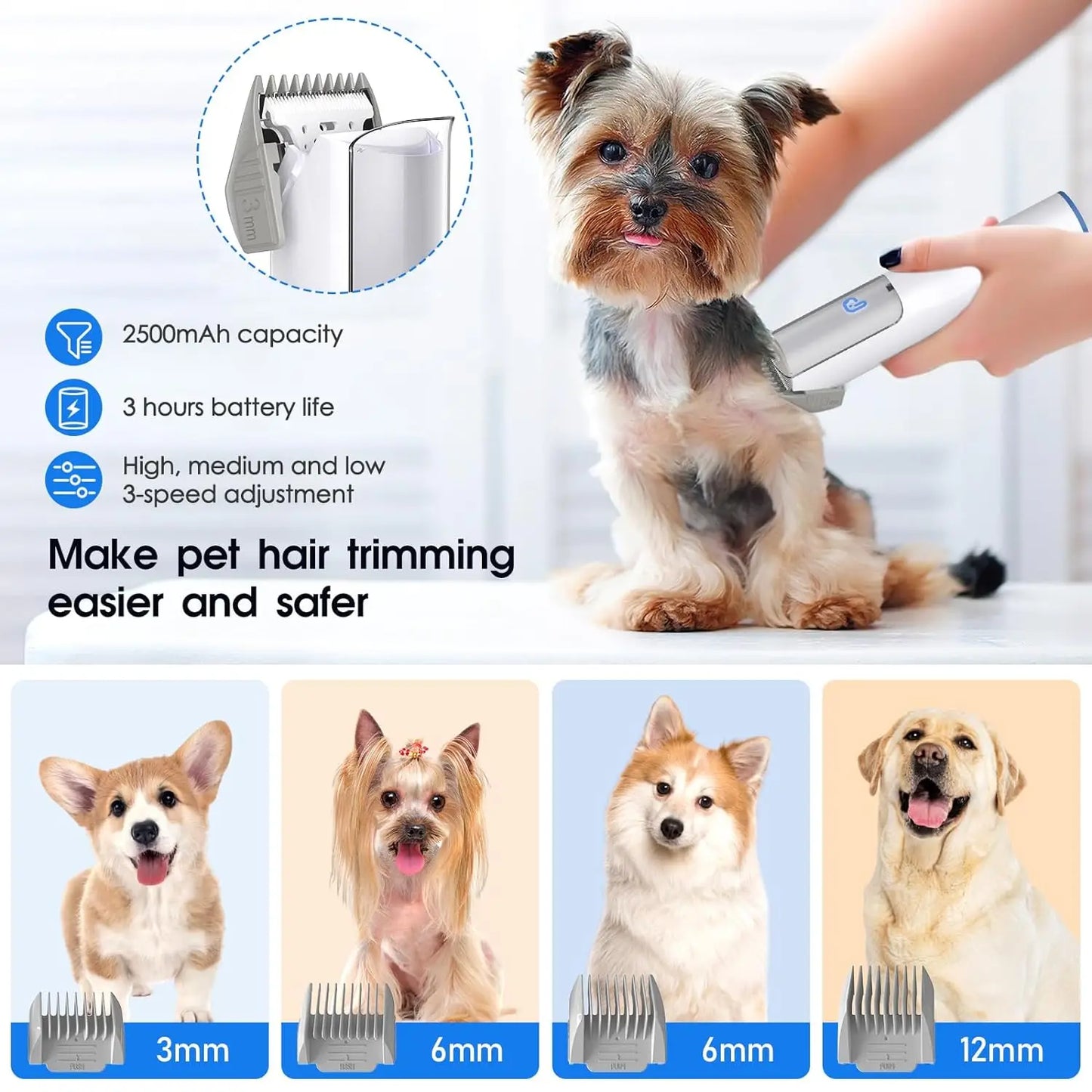 HiMISS Dog Grooming Kit With Vacuum Suction 2L For Pets