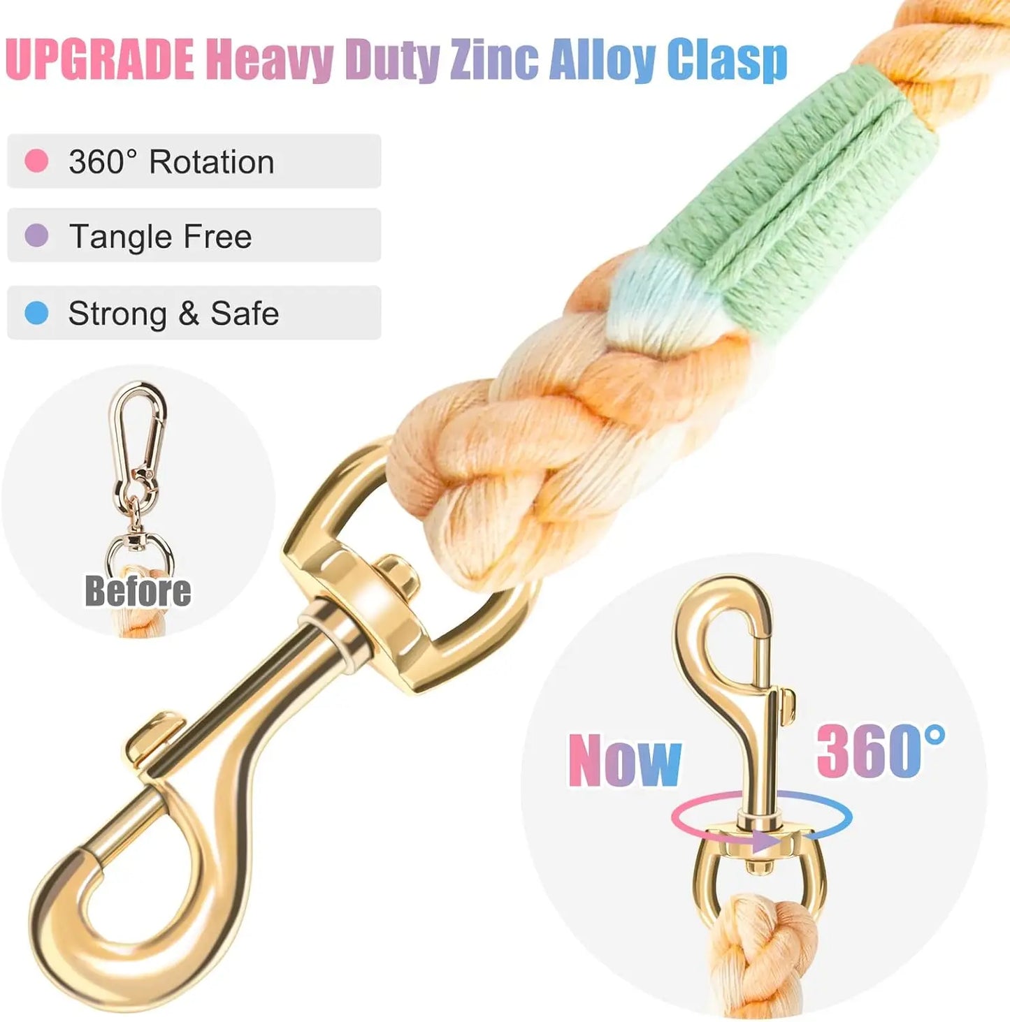 Zhejiang Braided Cotton Dog Leash Heavy Duty Clasp Durable