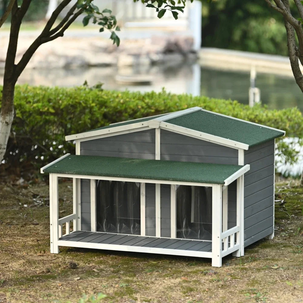 Hign-concerned Wooden Dog House Outdoor Cabin Style Porch