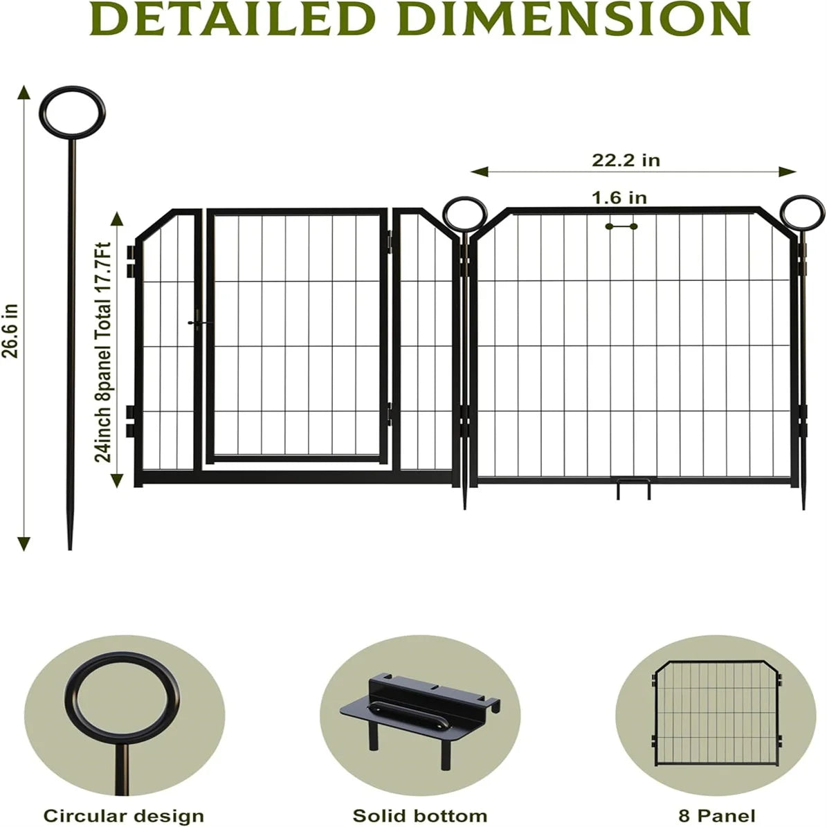 HiMISSH Heavy Duty Portable Dog Playpen Indoor Outdoor