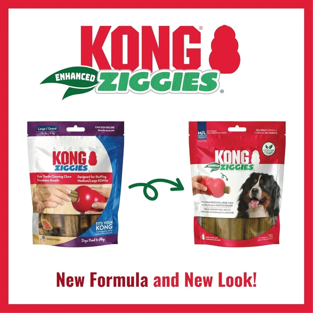 KONG Classic Toy and Enhanced Ziggies Treats Combo Pack