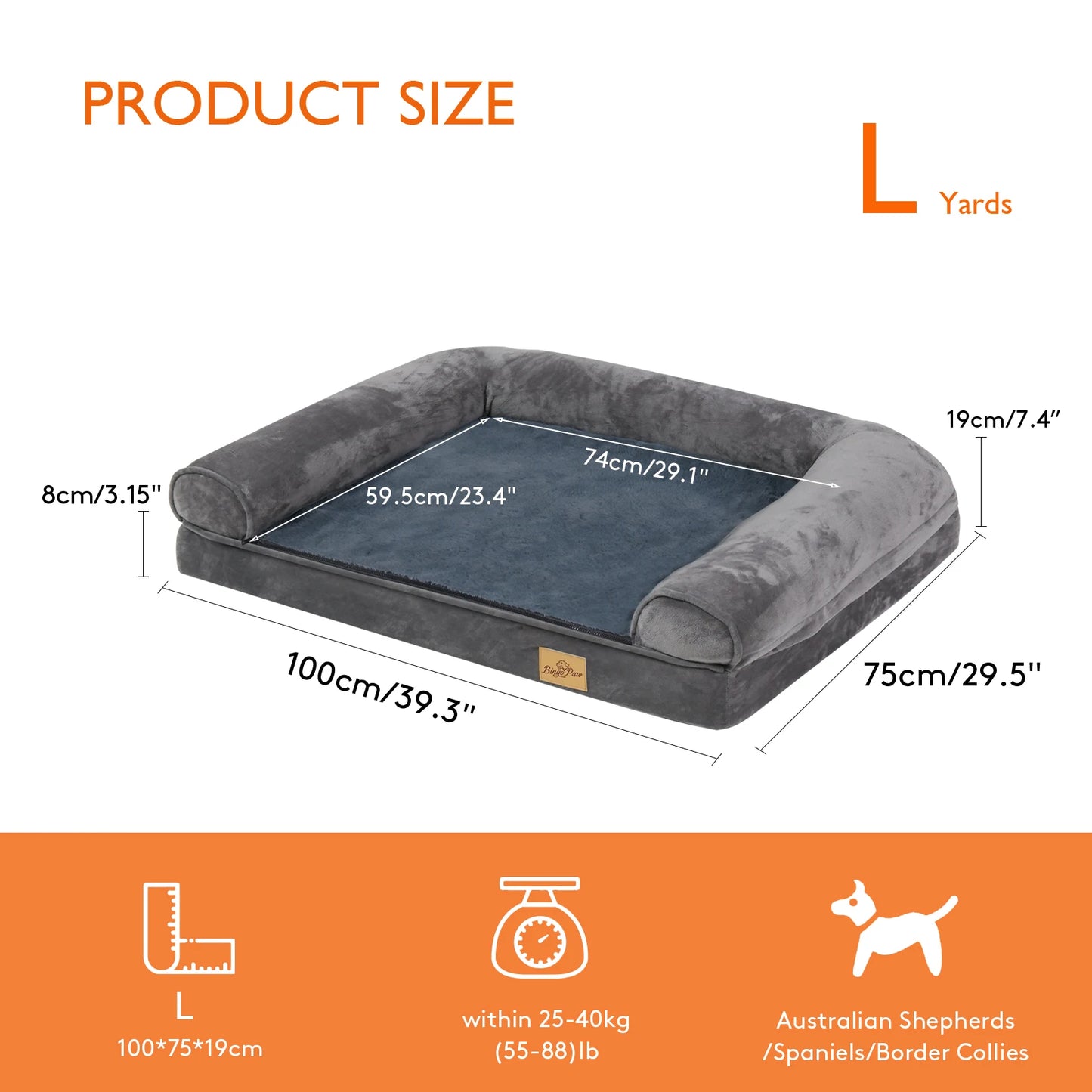 Bingopaw Orthopedic Dog Bed With Removable Washable Cover