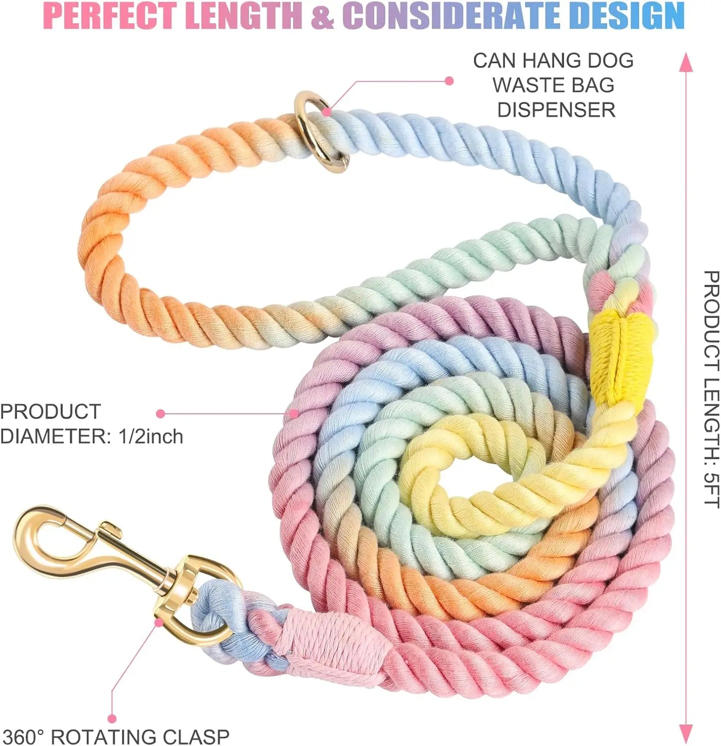 Zhejiang Braided Cotton Dog Leash Heavy Duty Clasp Durable