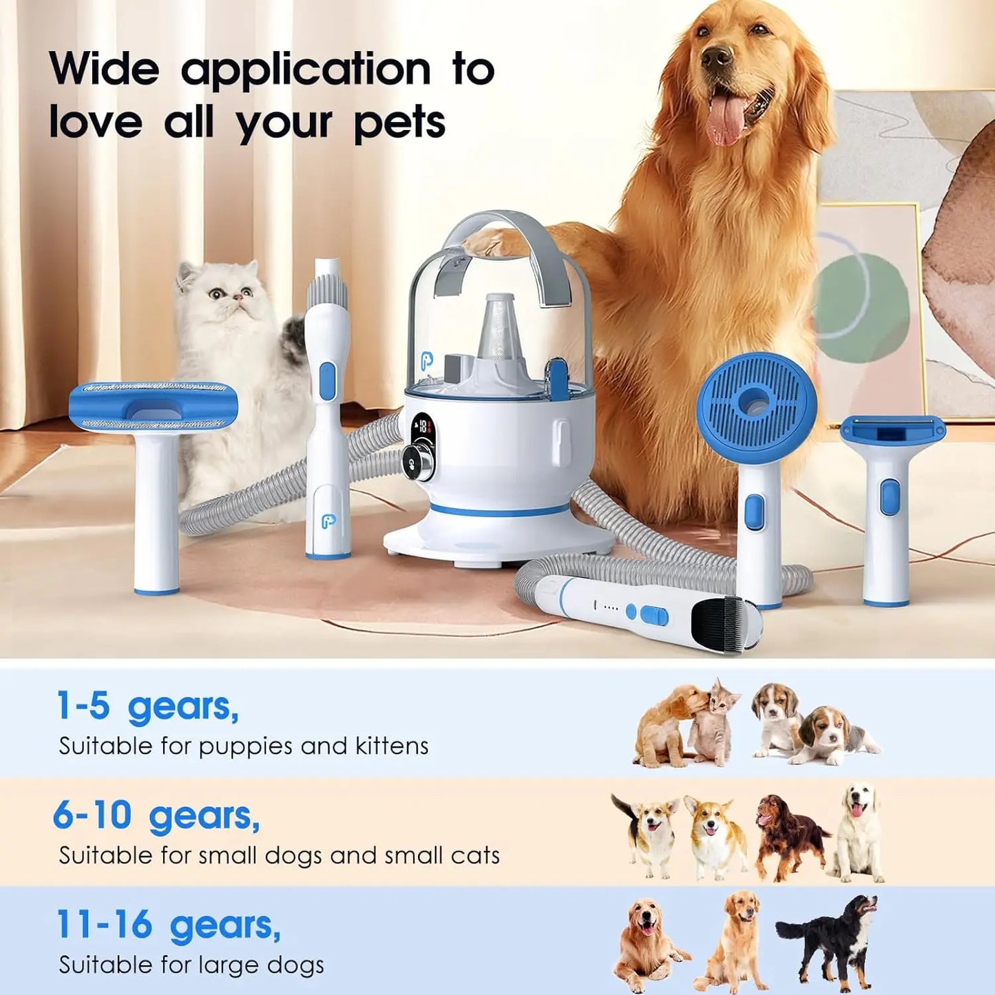 HiMISS Dog Grooming Kit With Vacuum Suction 2L For Pets