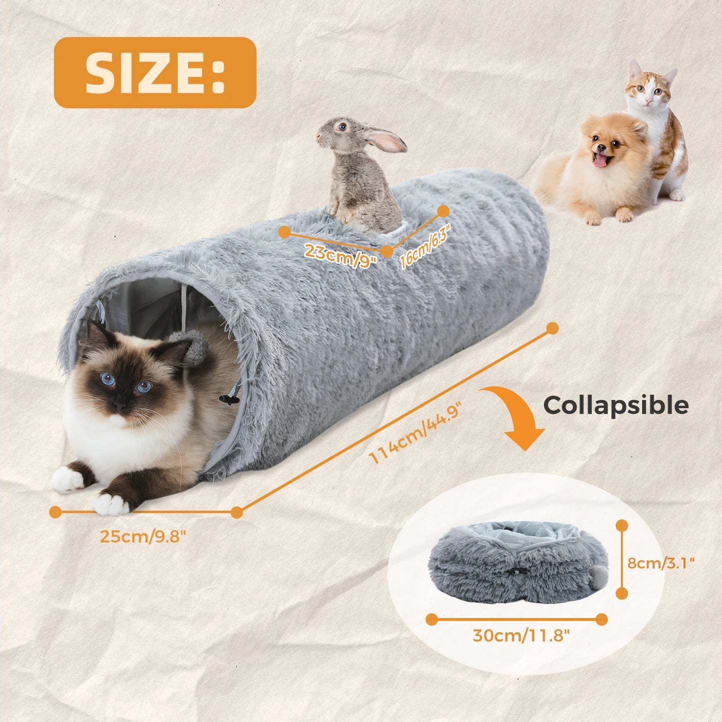 Your Furry Friends Cat Tunnel Collapsible Plush Toy
