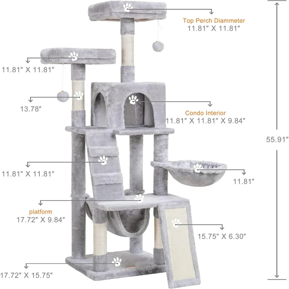 Cat Tree Tower Indoor Condo With Plush Perch Basket