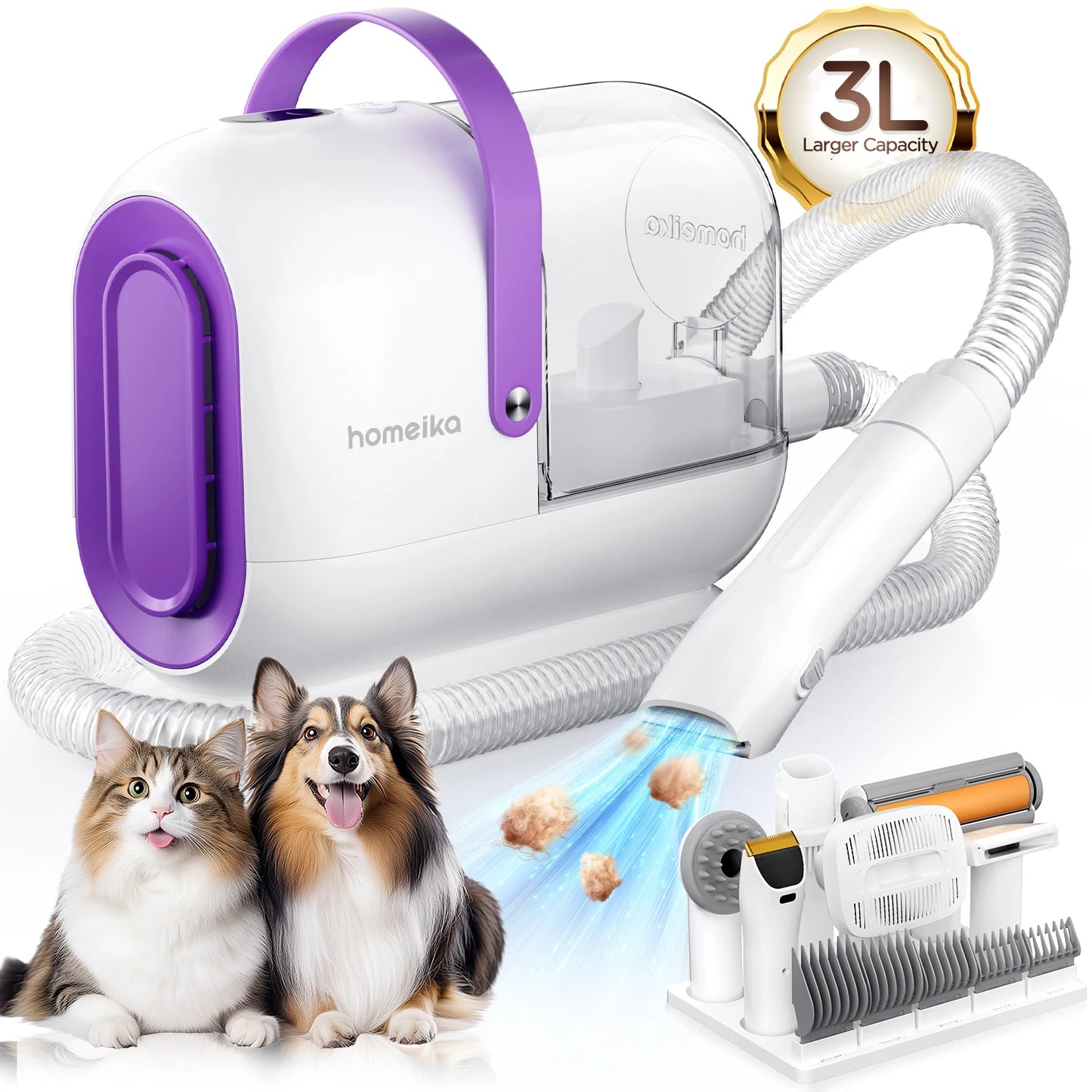 Homeika Dog Grooming Kit Pet Vacuum For Hair Removal