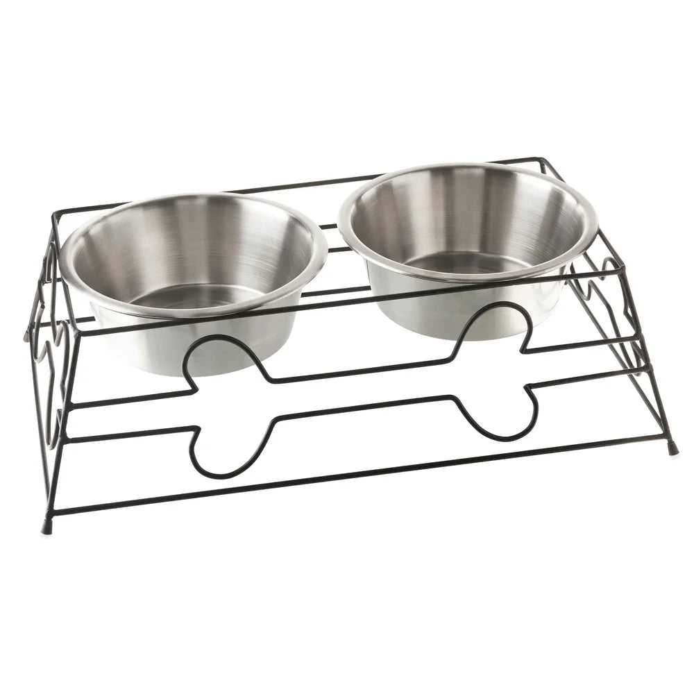 XMSJ Elevated Dog Bowls Stainless Steel Wire Frame Set