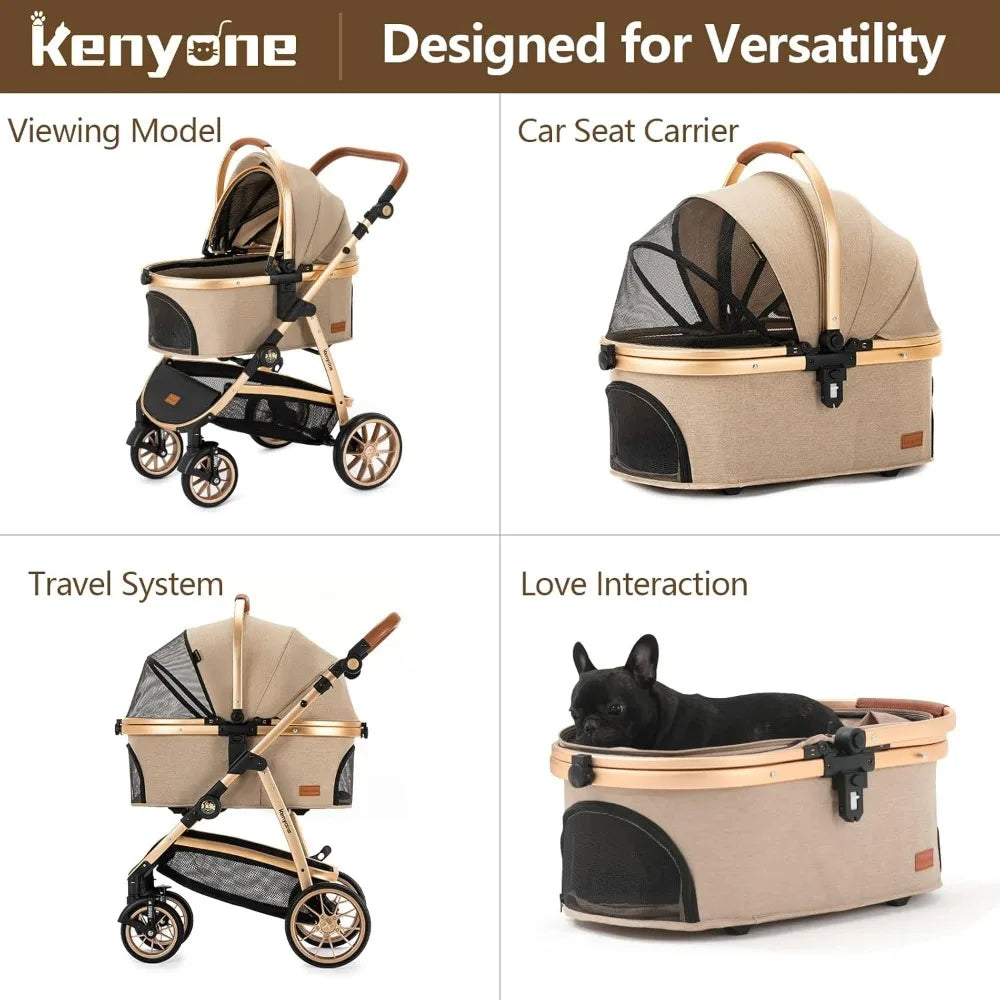 Hign Concerned Pet Stroller 3 in 1 Carrier Dogs Cats