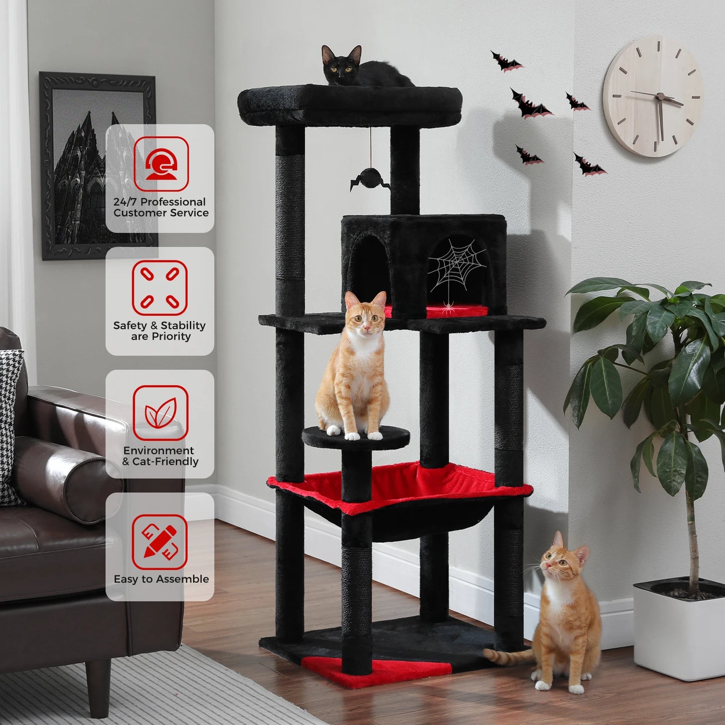 PAWZ Road Gothic Cat Tree Indoor Tall Tower With Hammock