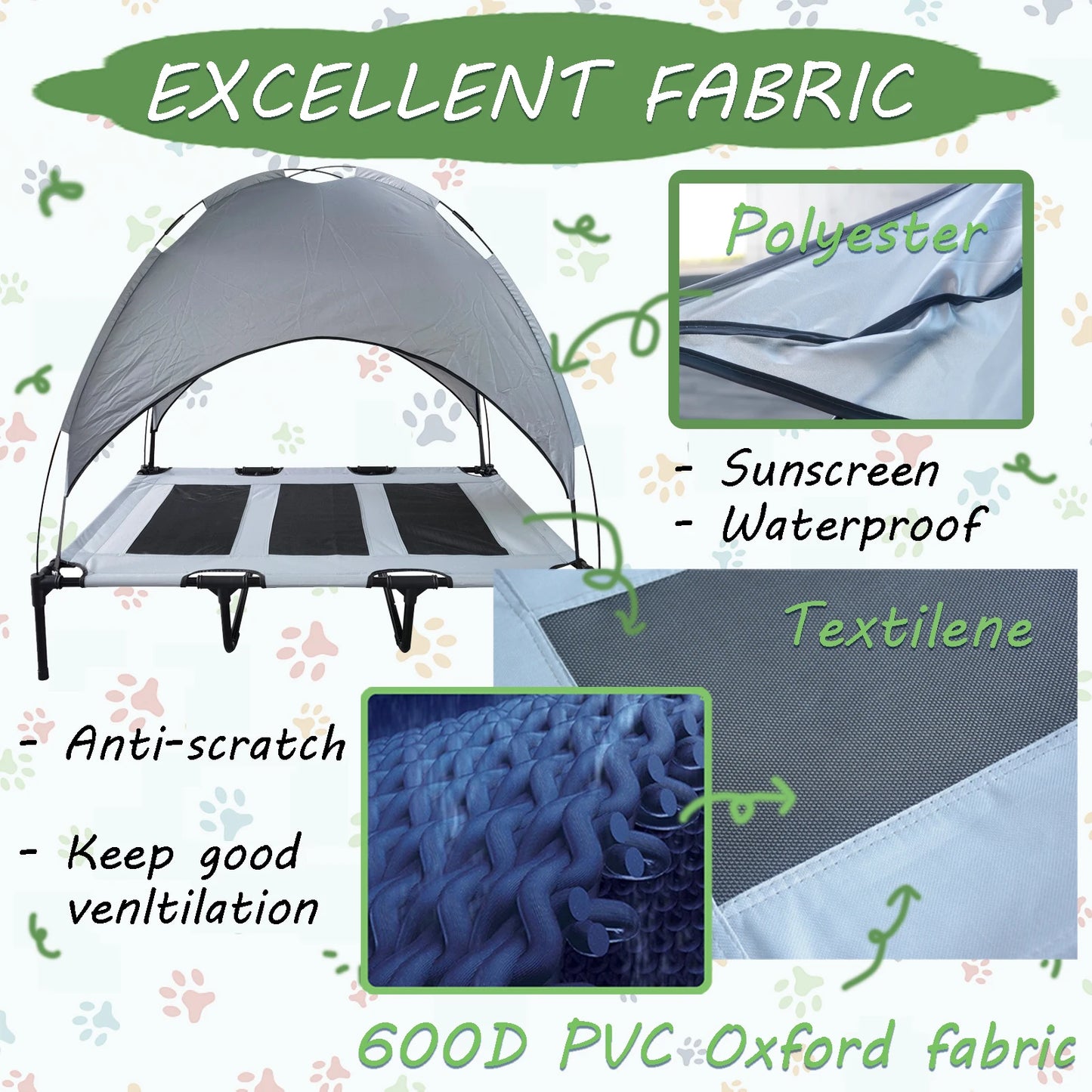 Shanghai Elevated Canopy Dog Bed With Anti Slip Base