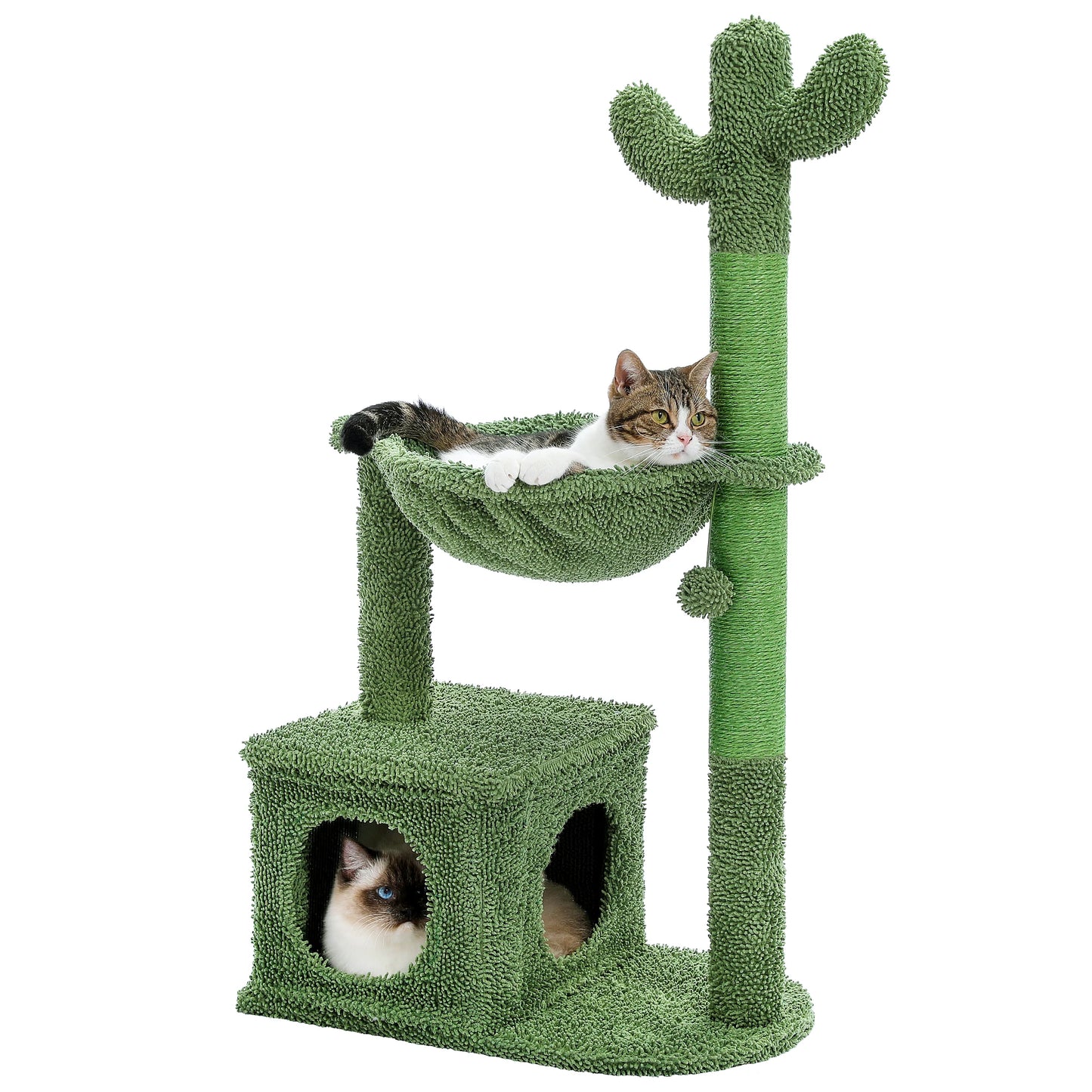 PEQULTICN Cactus Cat Tree With Condo Hammock Ball Indoor