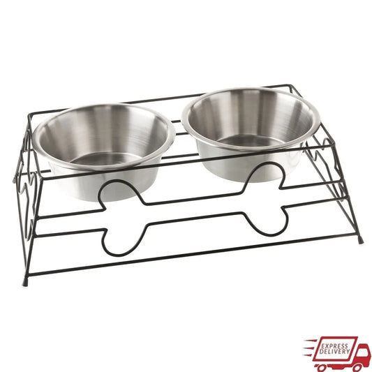 XMSJ Elevated Dog Bowls Stainless Steel Wire Frame Set