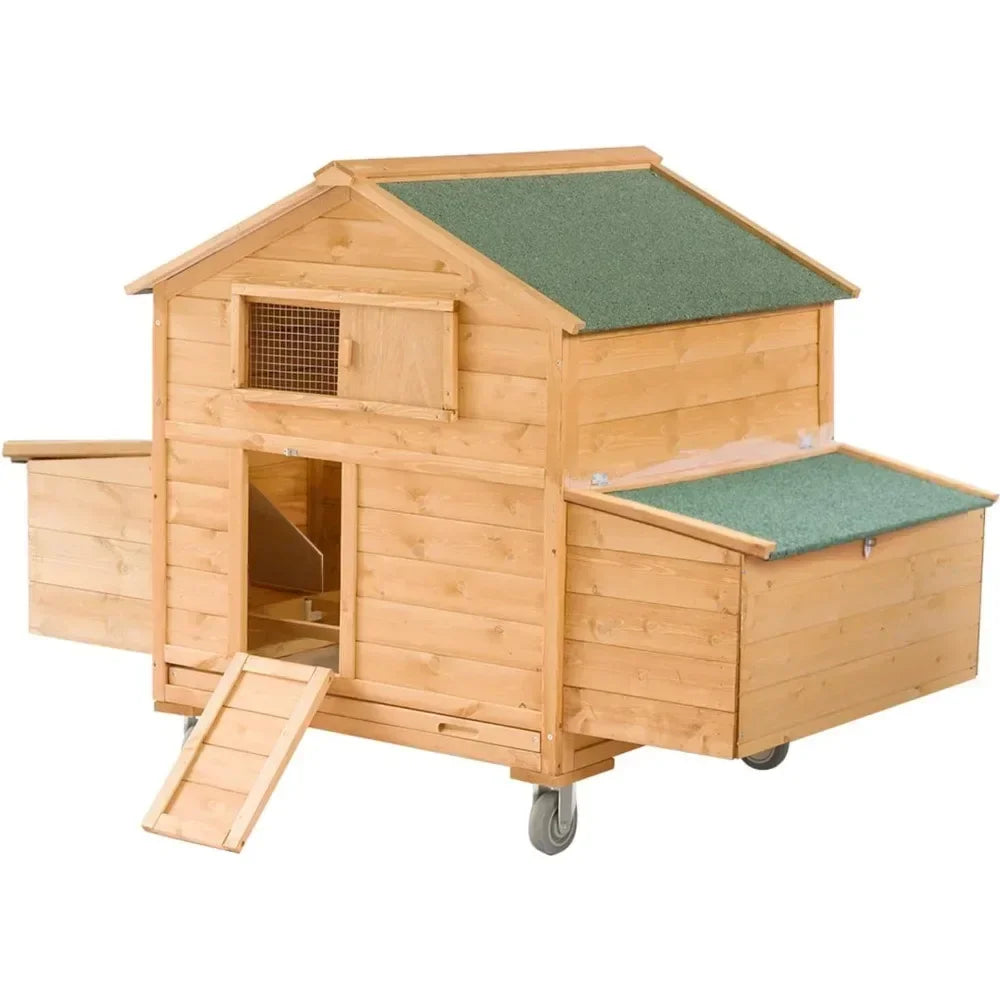 Farm Animals Large Wooden Chicken Coop With Wheels Hen House