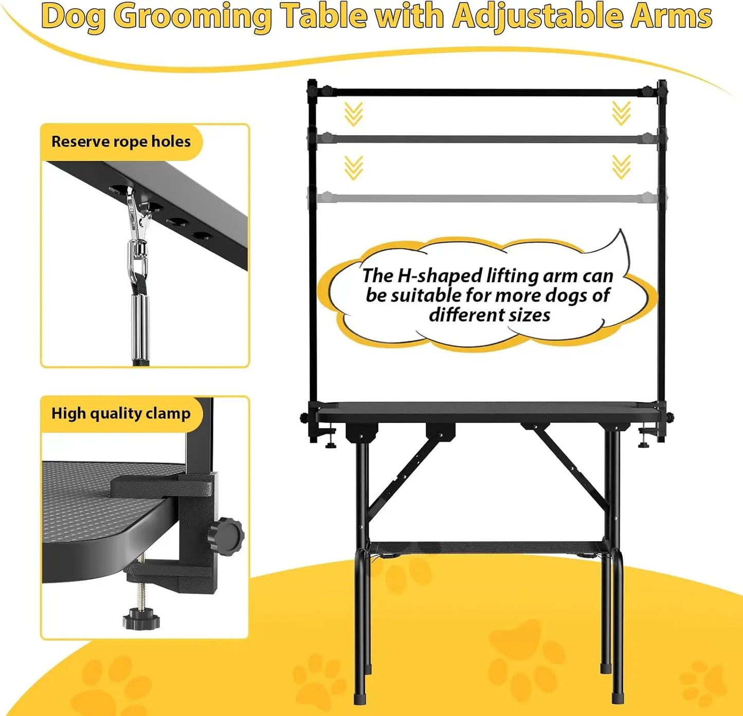 Hign-concerned Foldable Dog Grooming Table Adjustable Arm