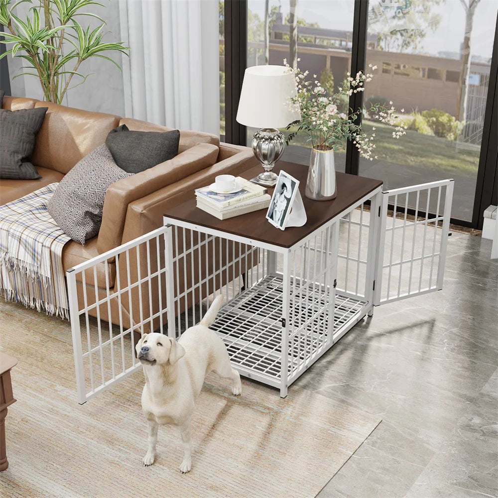 Borwart Wooden Dog Crate End Table Kennel With Doors