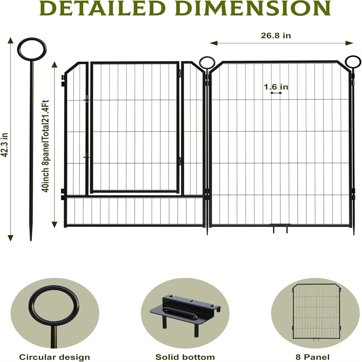 HiMISSH Heavy Duty Portable Dog Playpen Indoor Outdoor