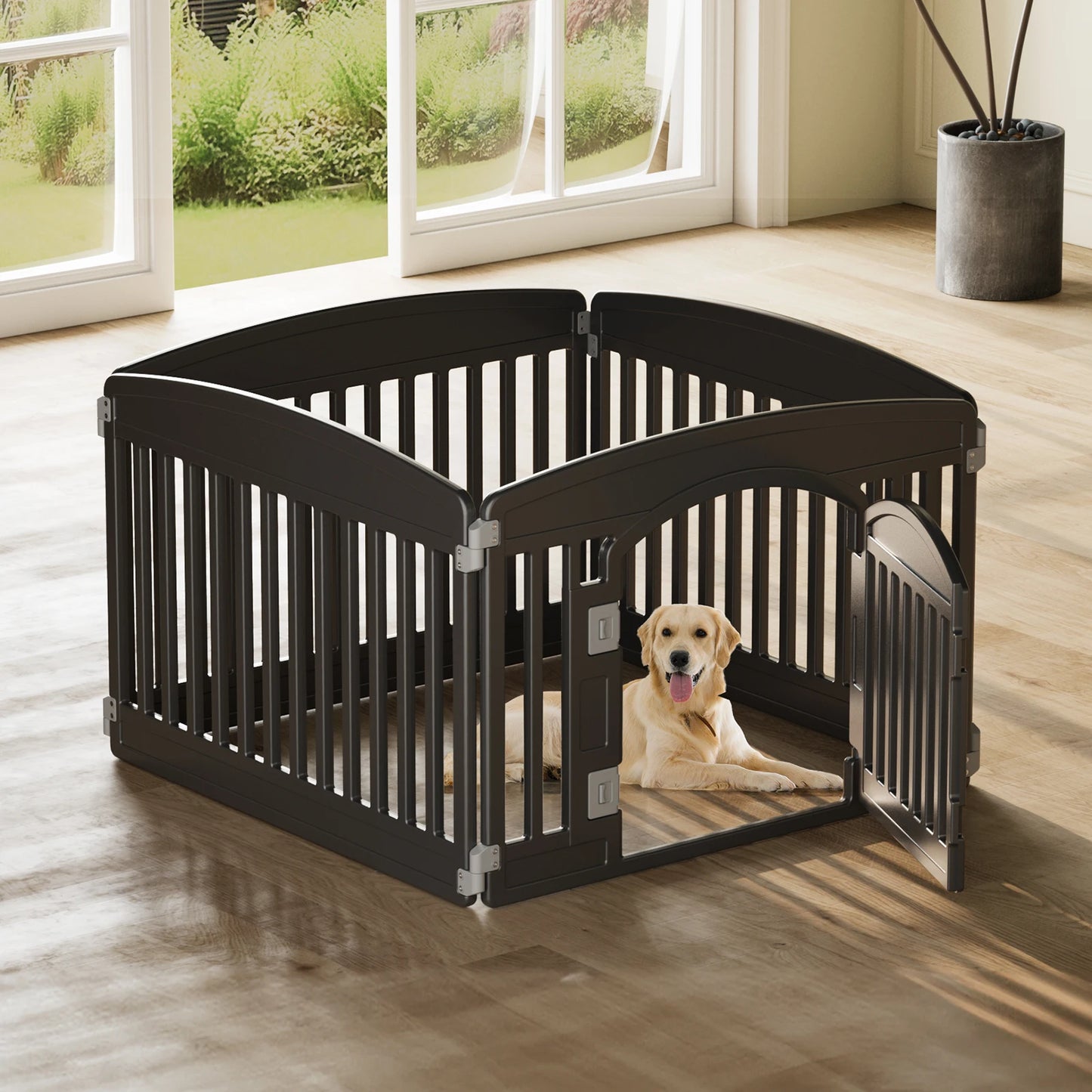 JHK Plastic Dog Playpen Expandable Portable Fence For Medium Dogs