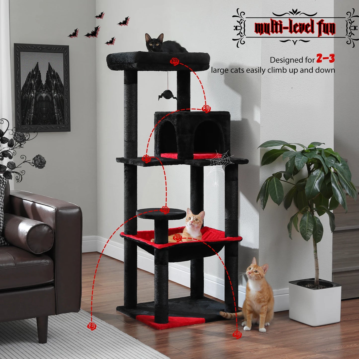 PAWZ Road Gothic Cat Tree Indoor Tall Tower With Hammock