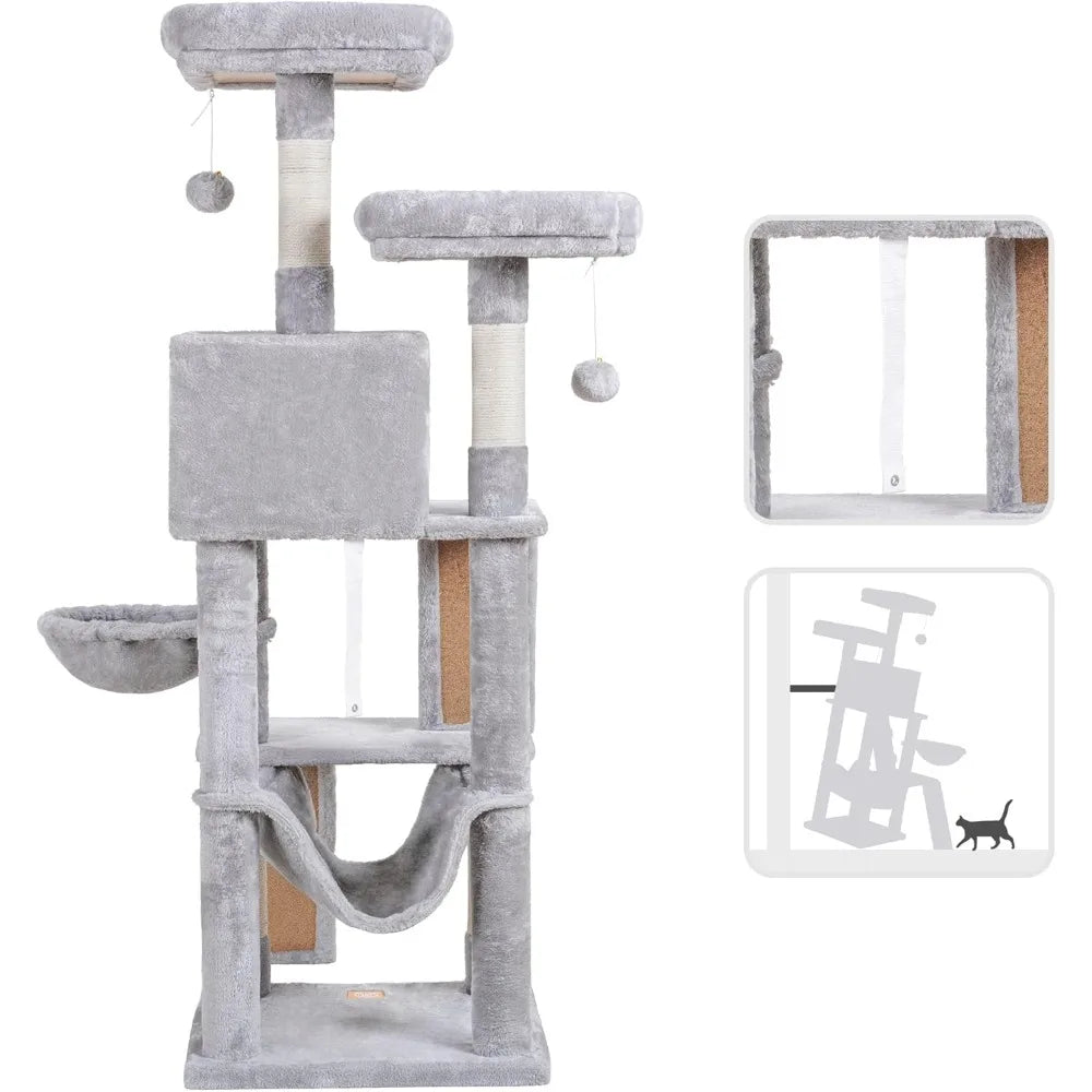 Cat Tree Tower Indoor Condo With Plush Perch Basket