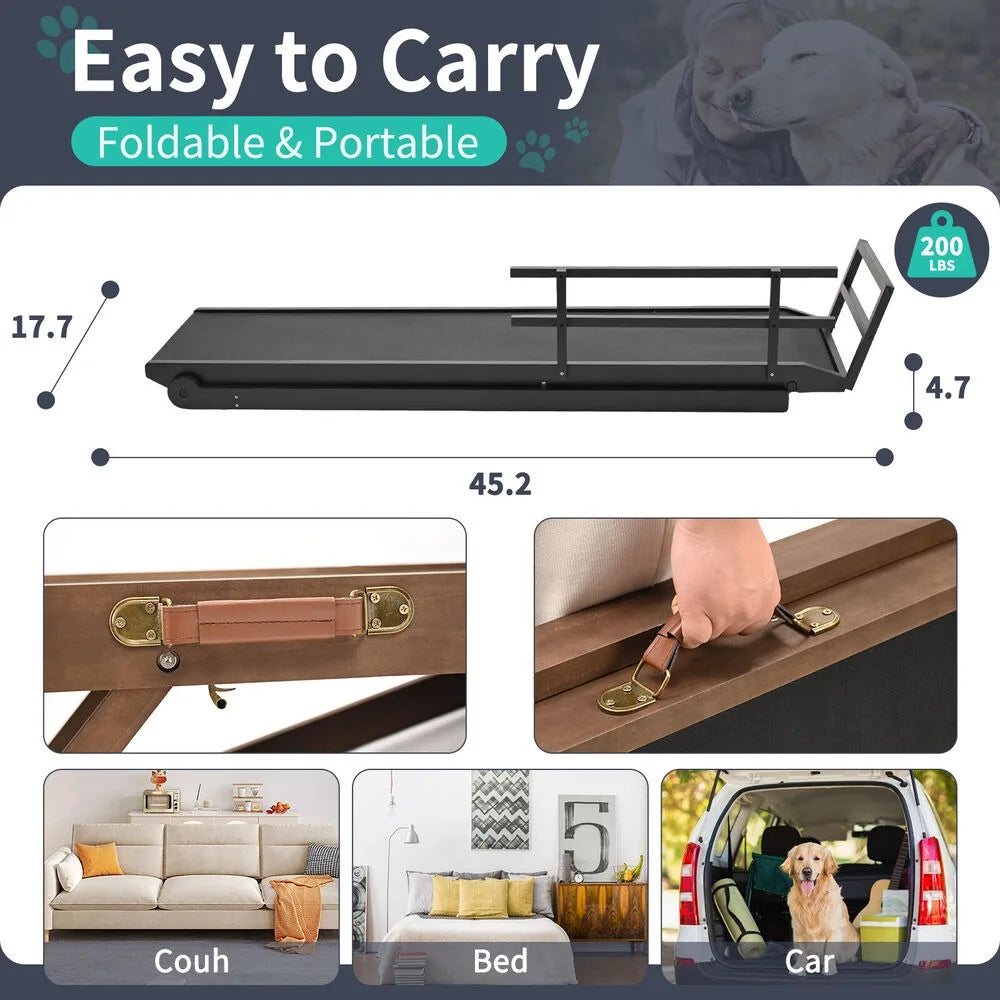 Dog Door Adjustable Folding Dog Ramp for Bed Car Couch Stairs