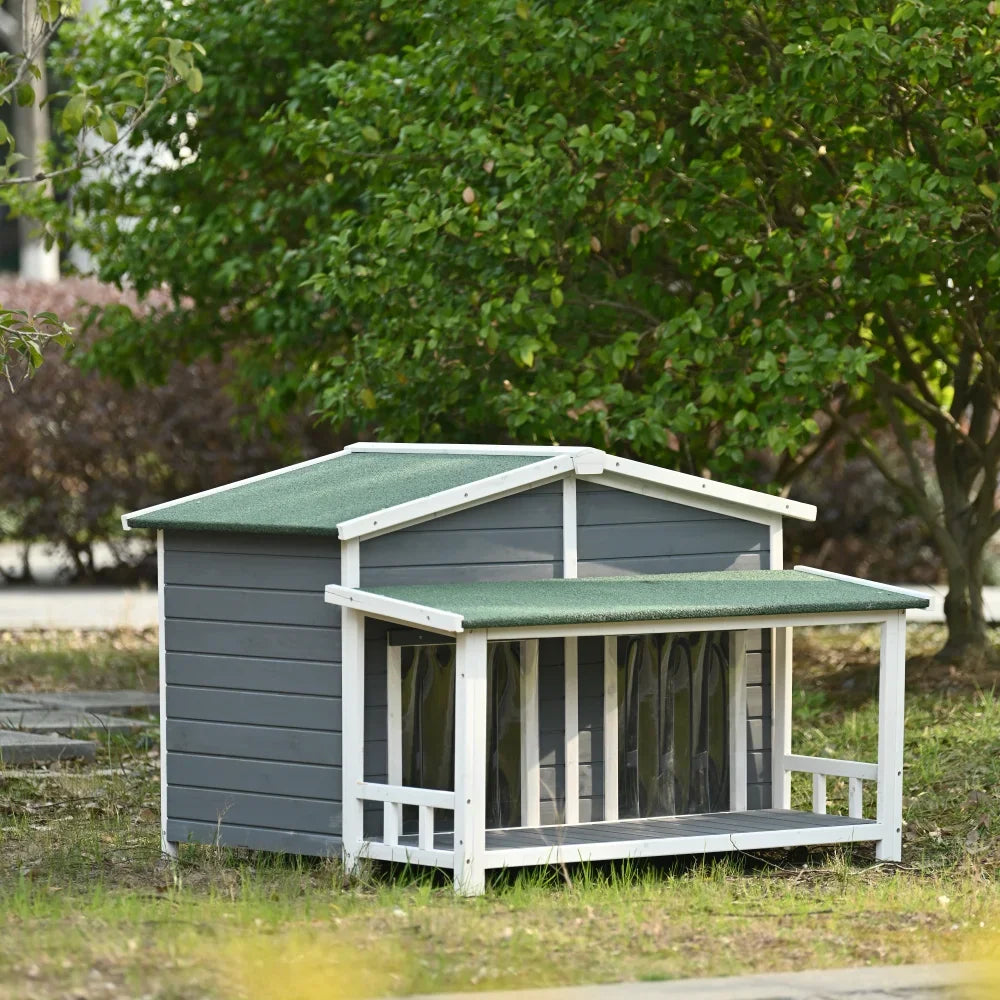 Hign-concerned Wooden Dog House Outdoor Cabin Style Porch