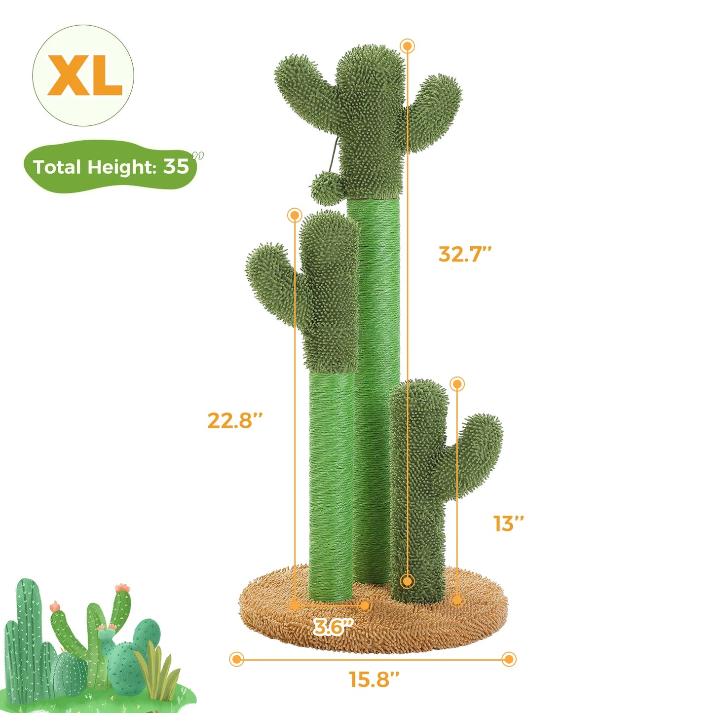 PEQULTICN Cactus Cat Tree With Condo Hammock Ball Indoor