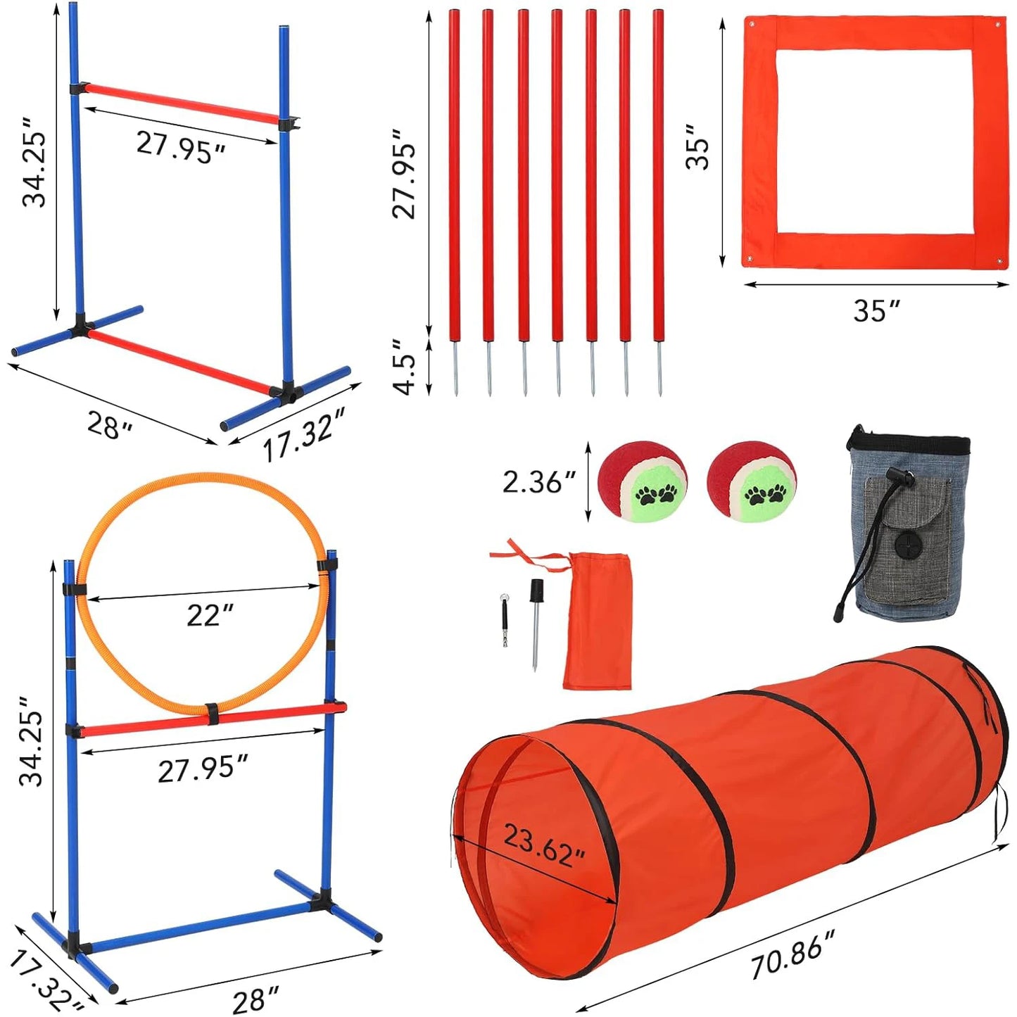 HiMIS Dog Agility Training Kit 87 Piece Obstacle Course Set