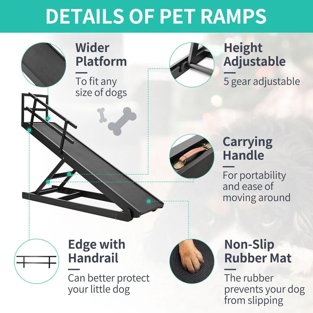 Dog Door Adjustable Dog Ramp for Bed Couch Car Stairs